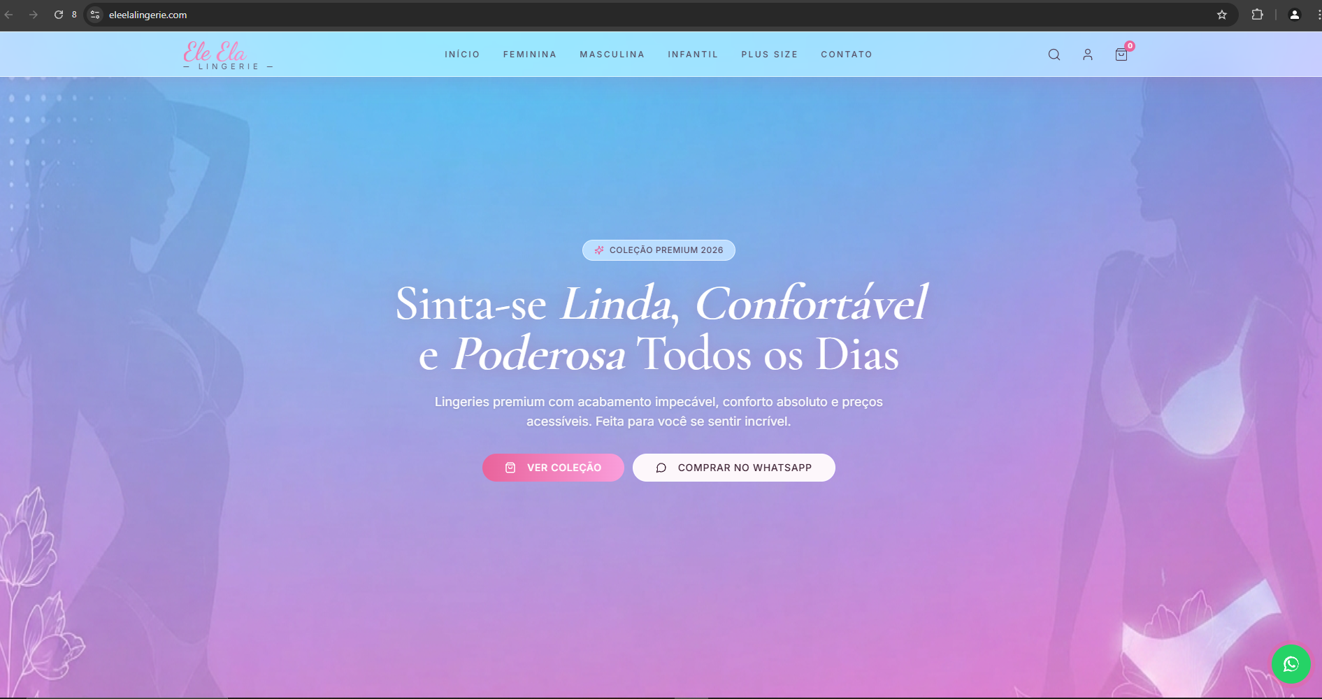 Landing page entregue para Ele Ela Lingerie