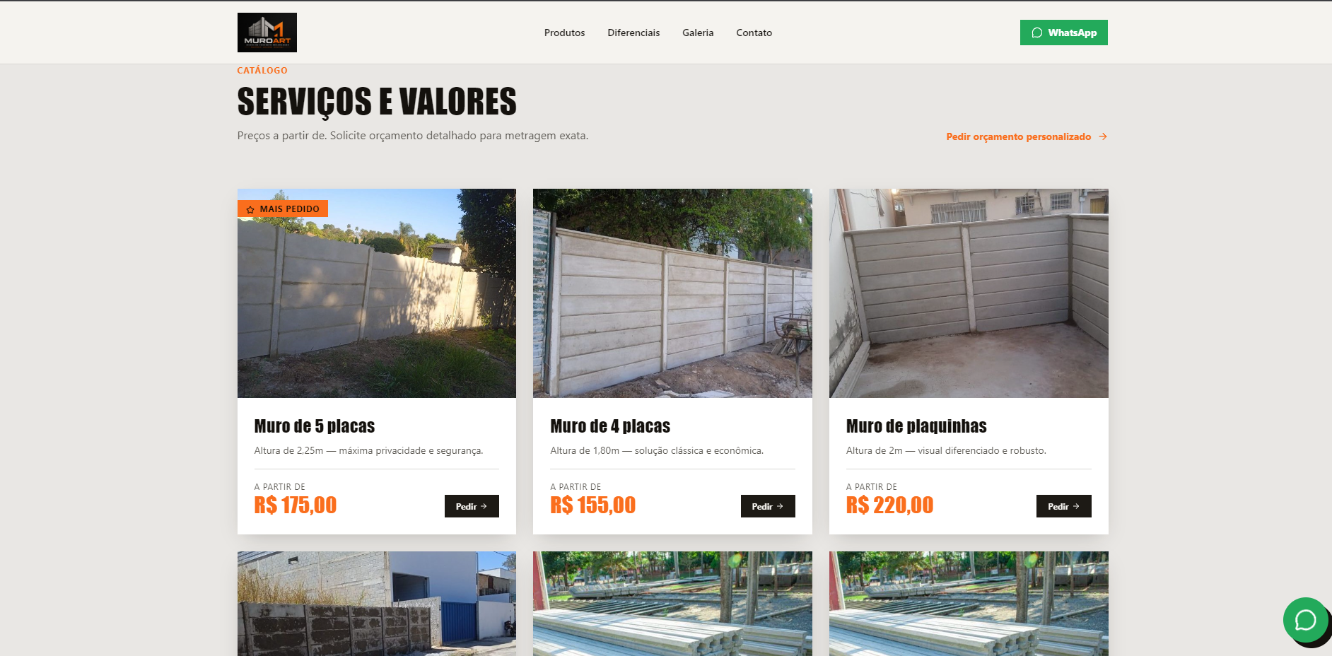 Landing page entregue para MuroArt