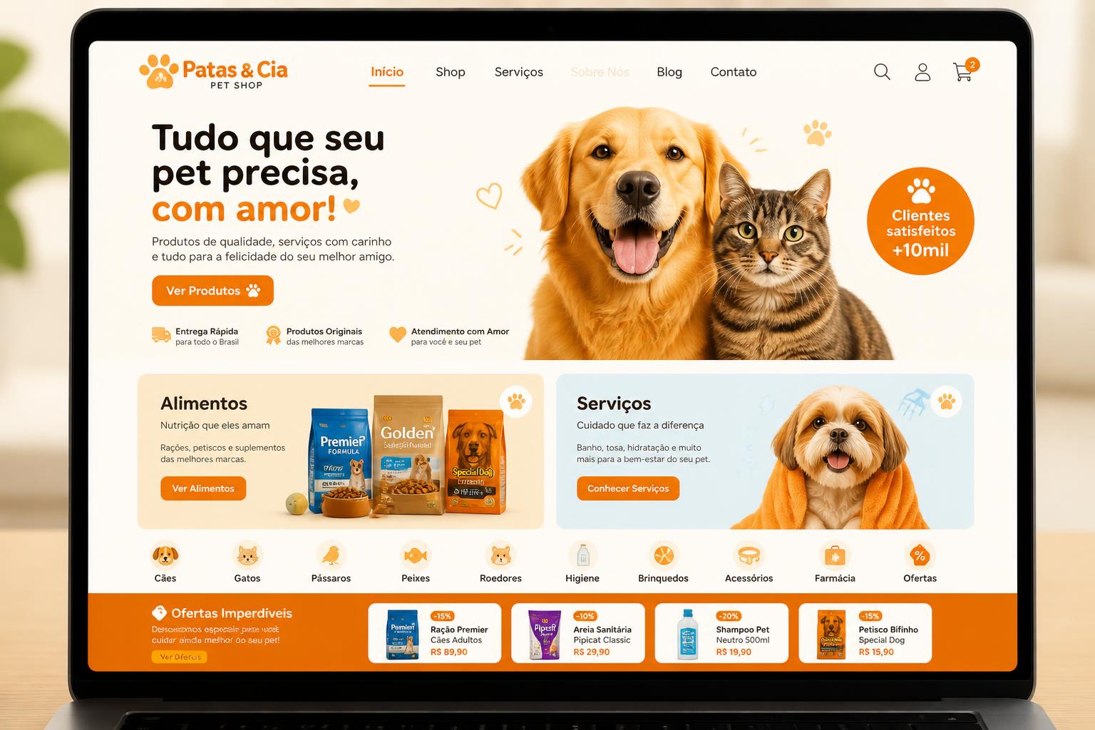 Projeto Patas & Cia Pet Shop desenvolvido pela NEXUS.DIGITAL
